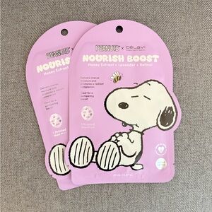 Peanuts X Celavi NEW Snoopy 2pk Nourish Boost Face Sheet Masks